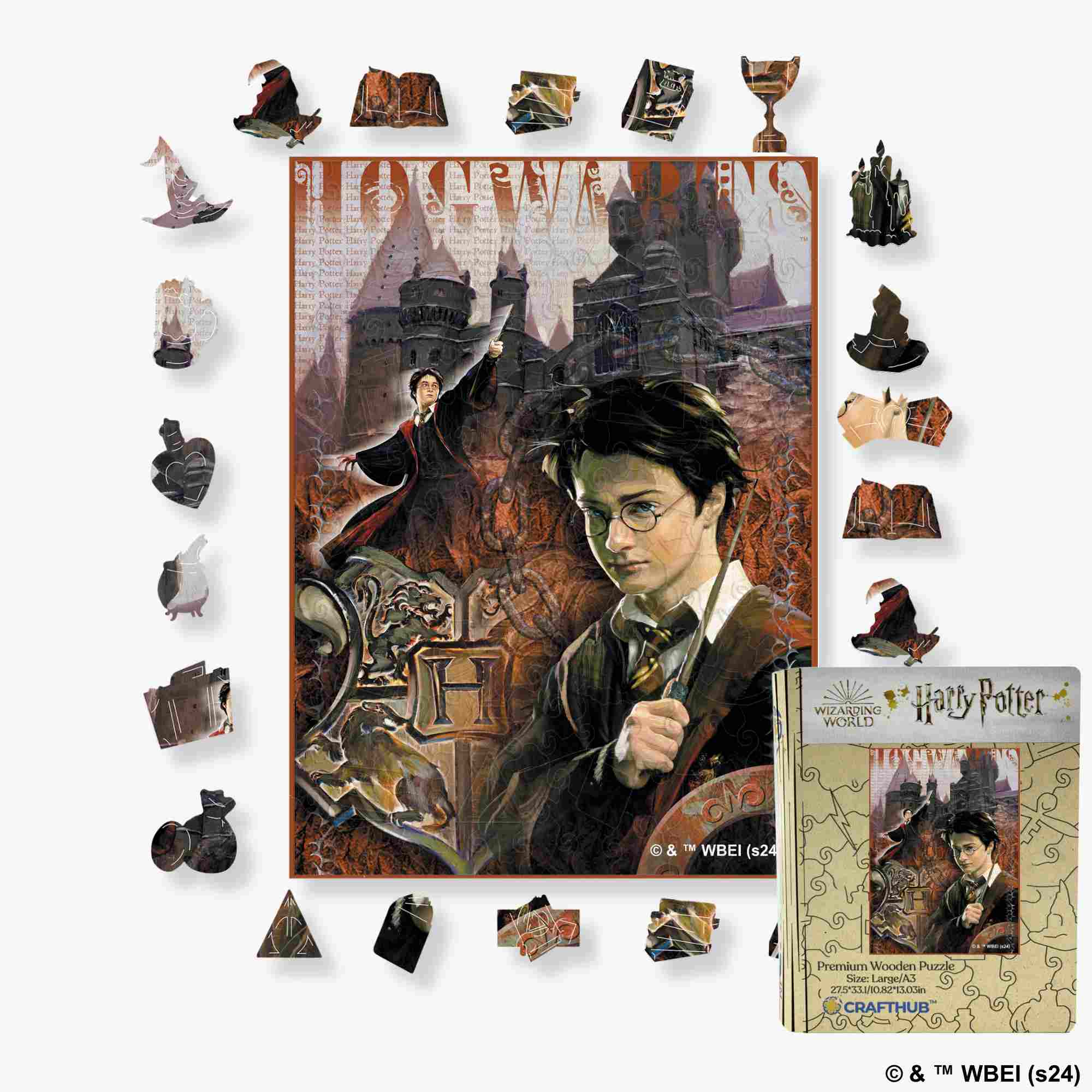 Animal Jigsaw Puzzle > Wooden Jigsaw Puzzle > Jigsaw Puzzle A4 + Caja de regalo de madera Harry and the Hogwarts Castle Wooden Jigsaw Puzzle